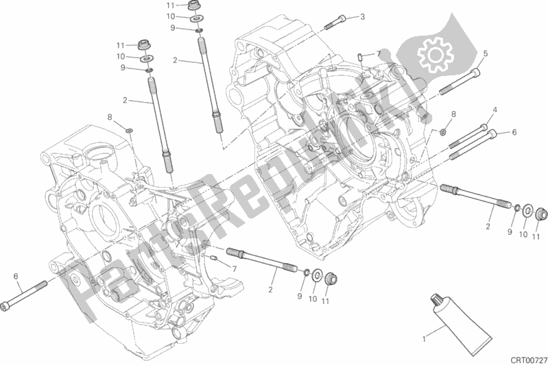 All parts for the 10a - Half-crankcases Pair of the Ducati Diavel Xdiavel S Brasil 1260 2017